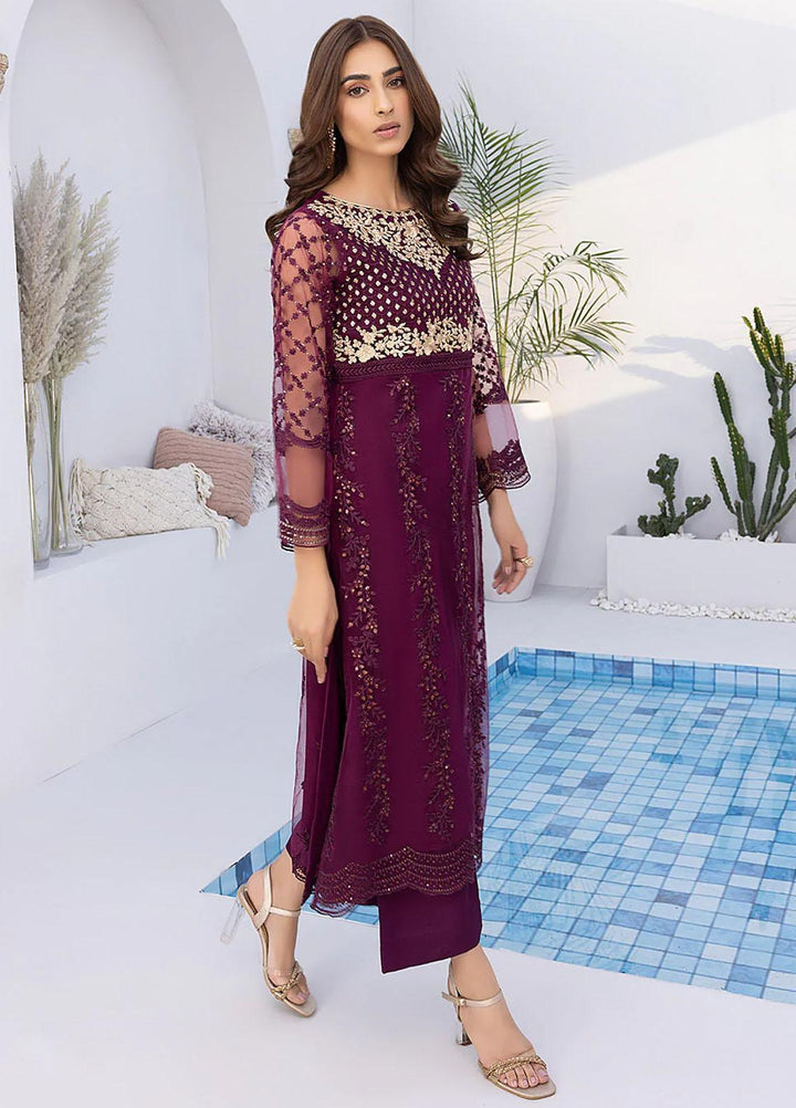 Azure Embroidered   Unstitched Shirt AZU22S Plumrose - Luxury Formal Collection