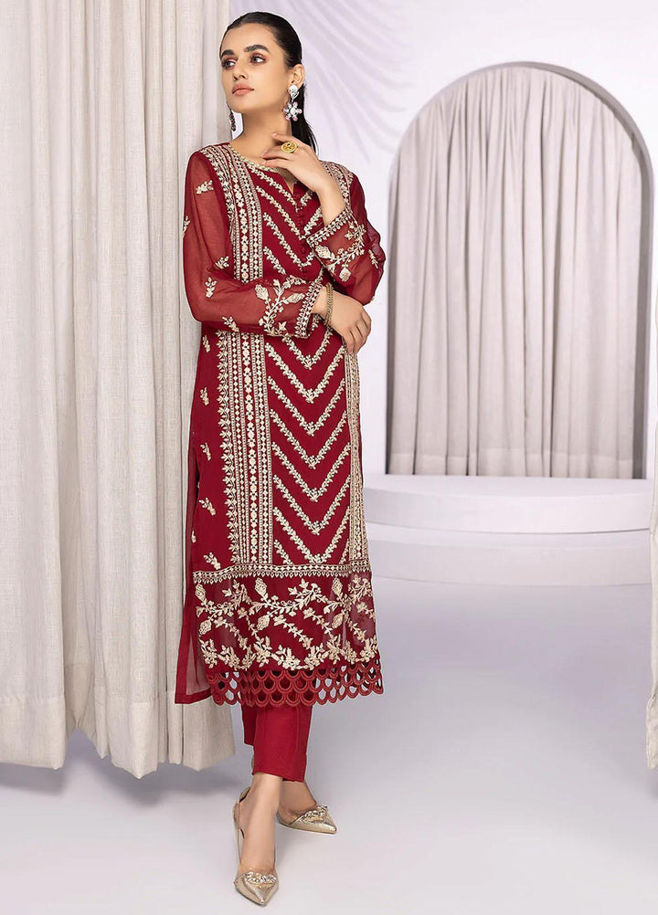Azure Embroidered   Unstitched Shirt AZU22S Sangria - Luxury Formal Collection