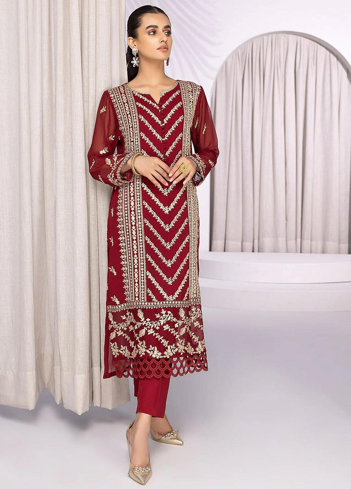 Azure Embroidered   Unstitched Shirt AZU22S Sangria - Luxury Formal Collection