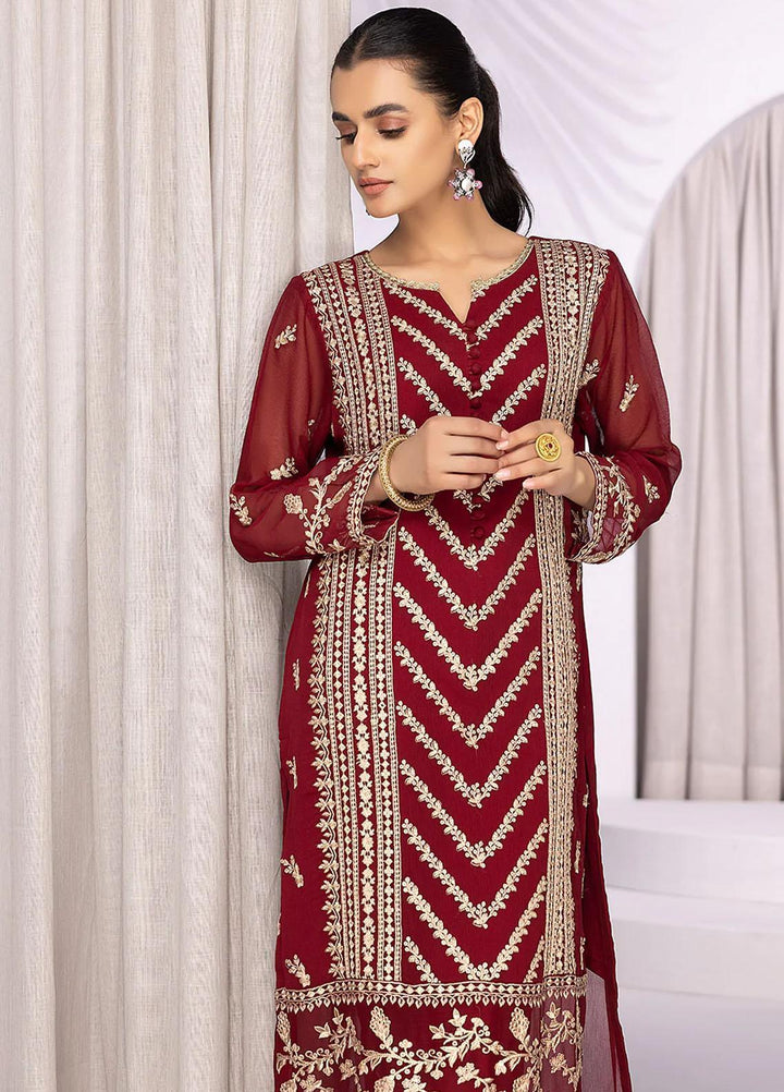 Azure Embroidered   Unstitched Shirt AZU22S Sangria - Luxury Formal Collection