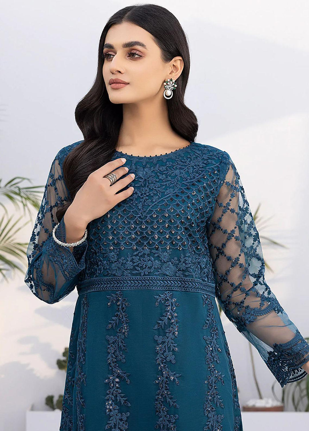 Azure Embroidered   Unstitched Shirt AZU22S Sea Star - Luxury Formal Collection