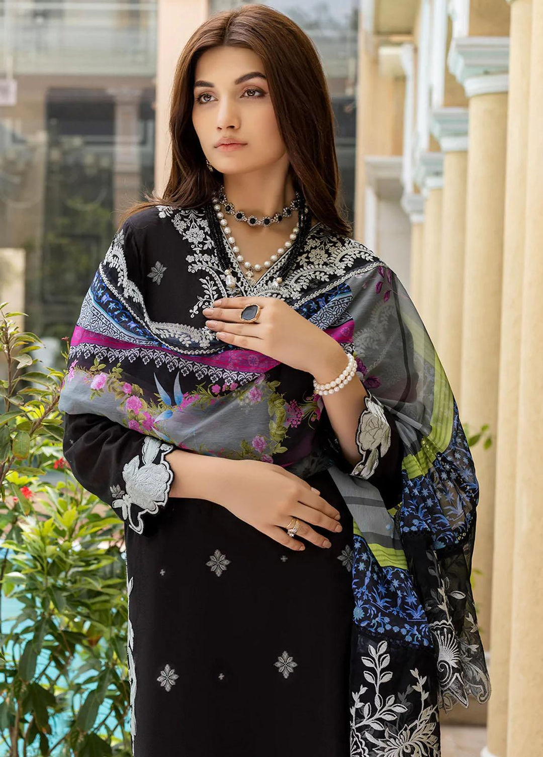 Azure Pret  Lawn 3 Piece Suit Dark Raven DRLAWN46