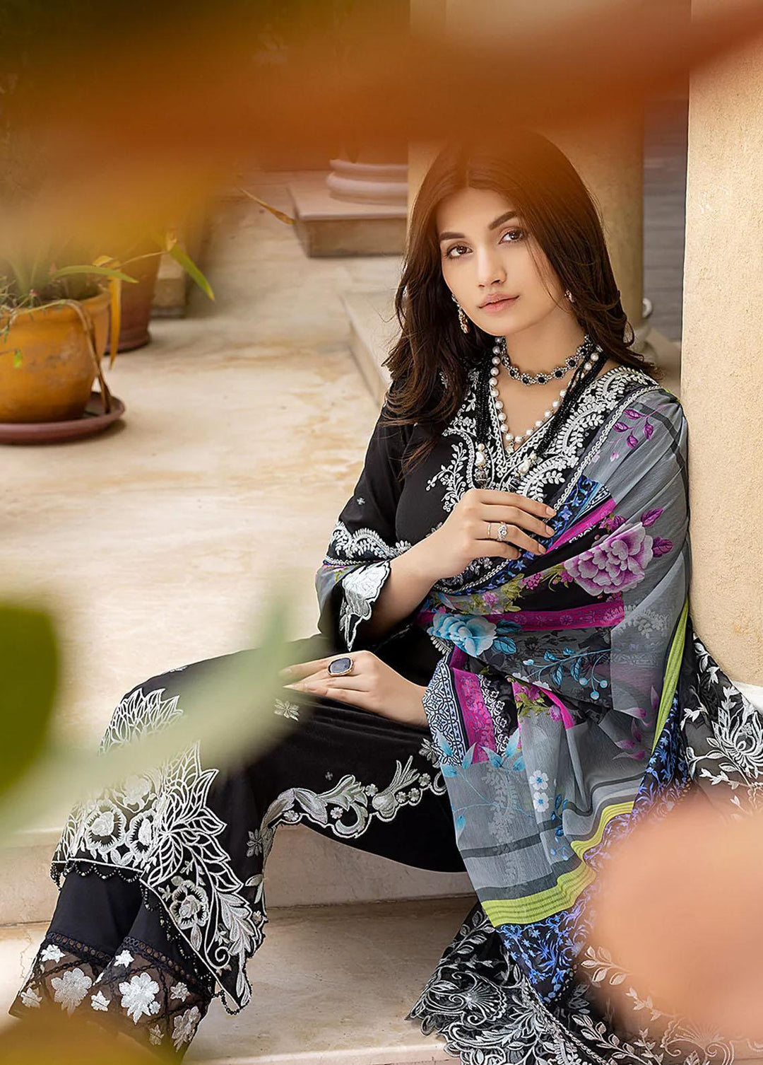 Azure Pret  Lawn 3 Piece Suit Dark Raven DRLAWN46