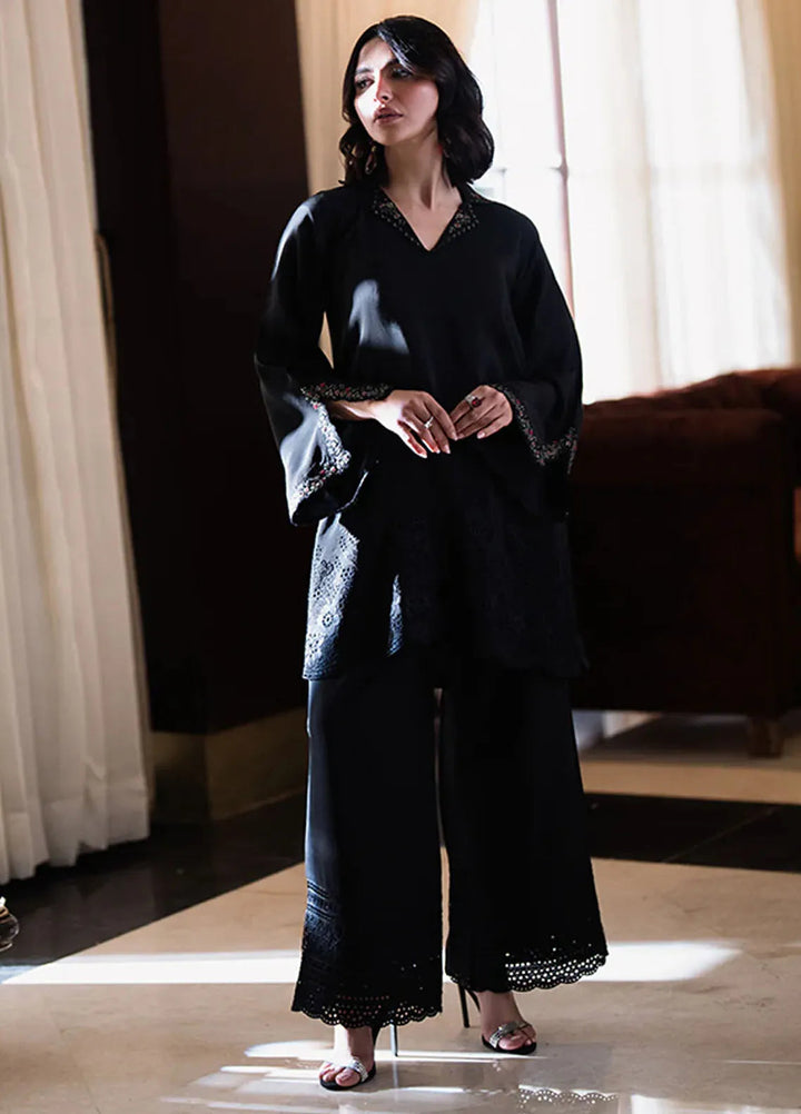 Azure Pret Embellished Raw Silk 2 Piece Suit Raven Glow