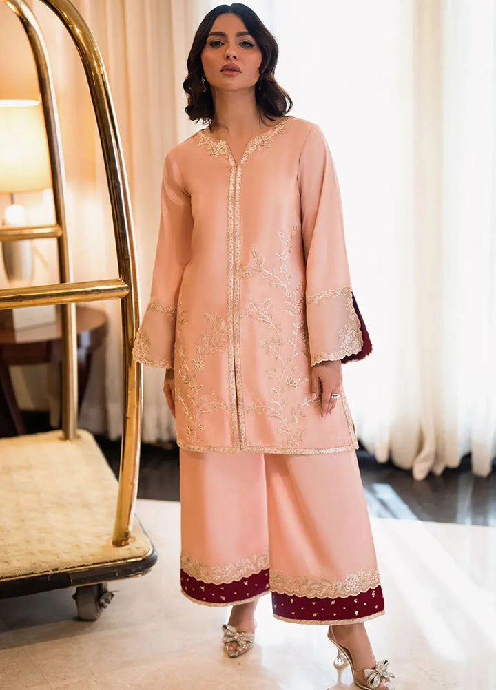 Azure Pret Embellished Raw Silk 2 Piece Suit Silken Beige