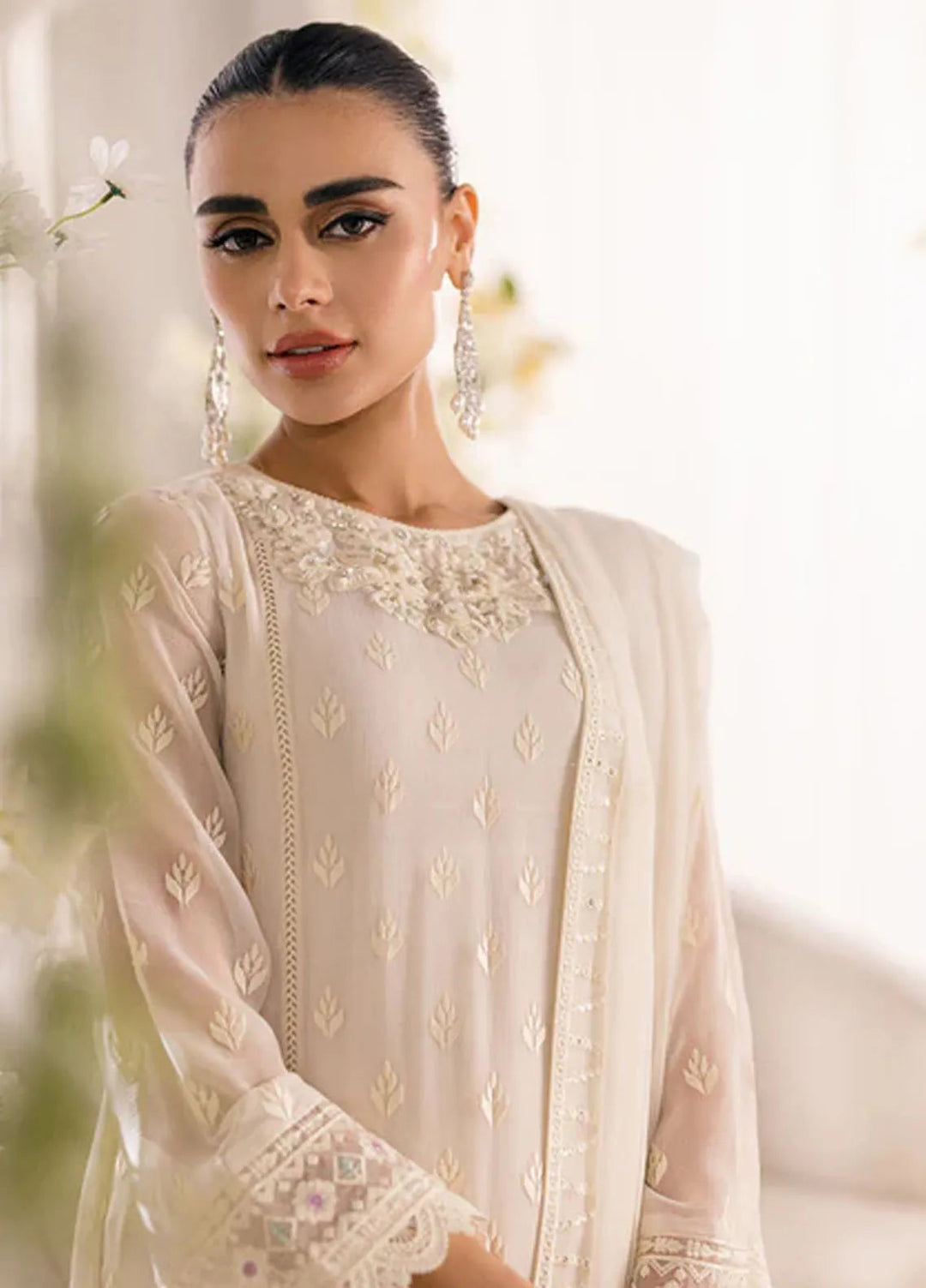 Azure Pret Embroidered Chiffon 3 Piece Suit Angelic Frost