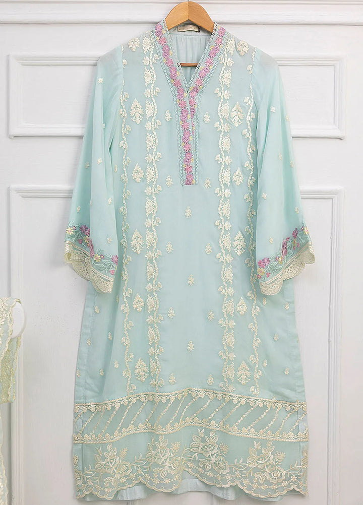 Azure Pret Embroidered Chiffon 3 Piece Suit Aqua Elegance