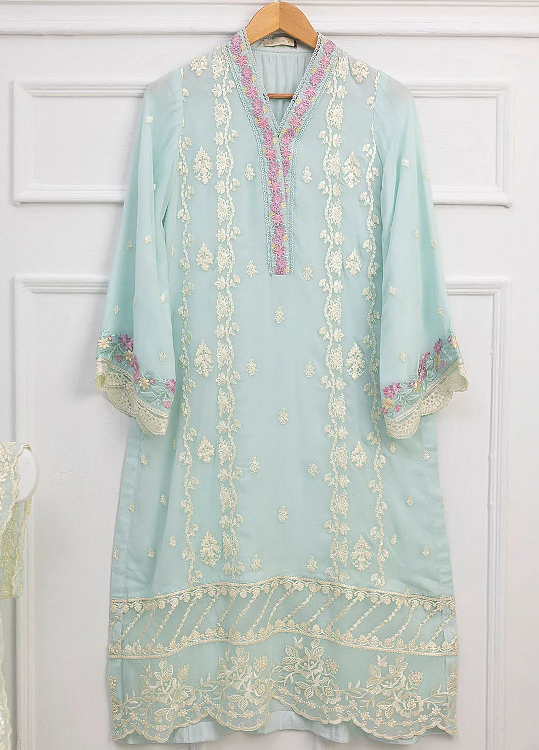 Azure Pret Embroidered Chiffon 3 Piece Suit Aqua Elegance