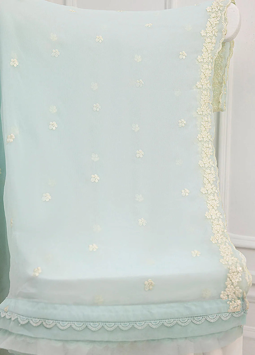 Azure Pret Embroidered Chiffon 3 Piece Suit Aqua Elegance