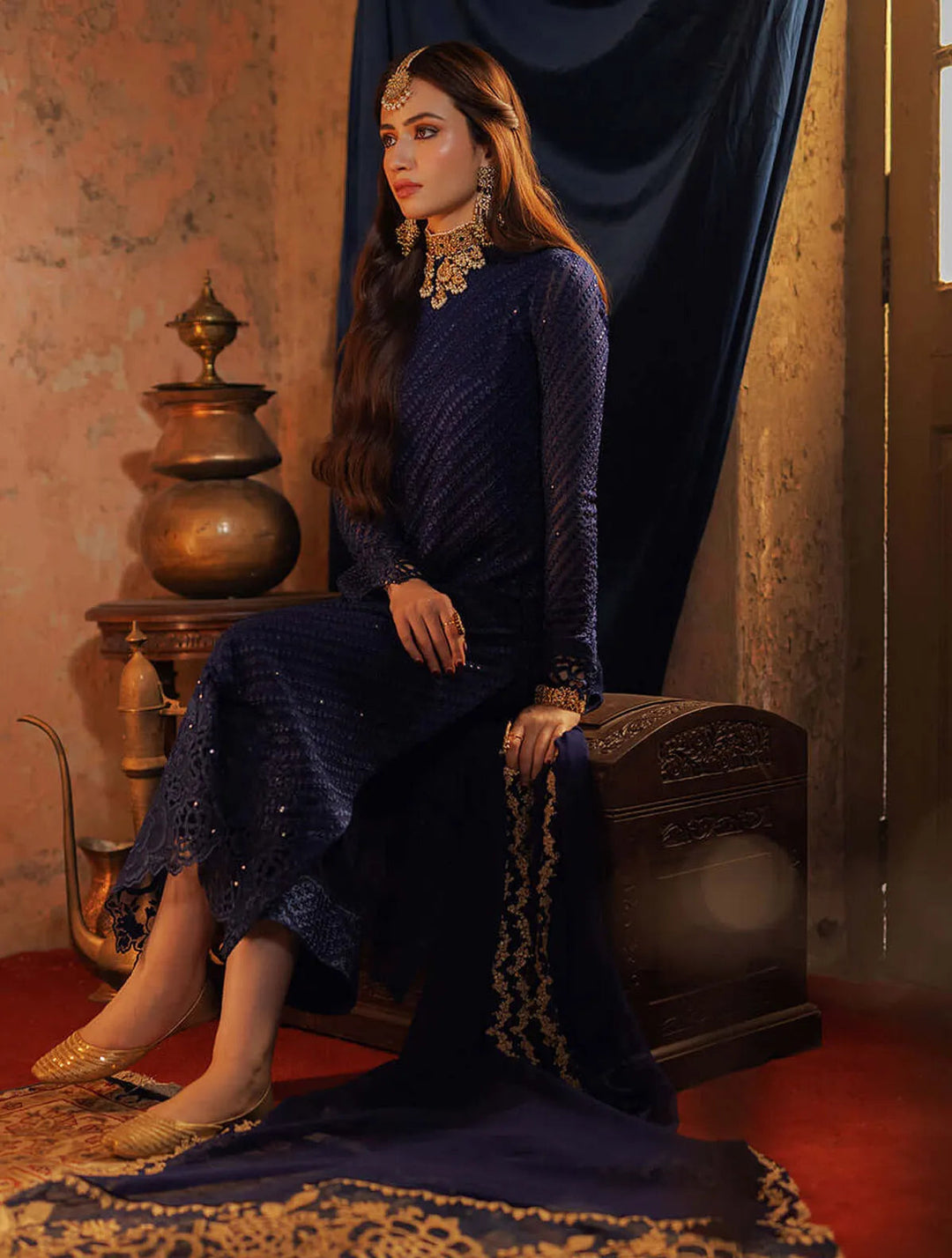 Azure Pret Embroidered Chiffon 3 Piece Suit Aqua Serene