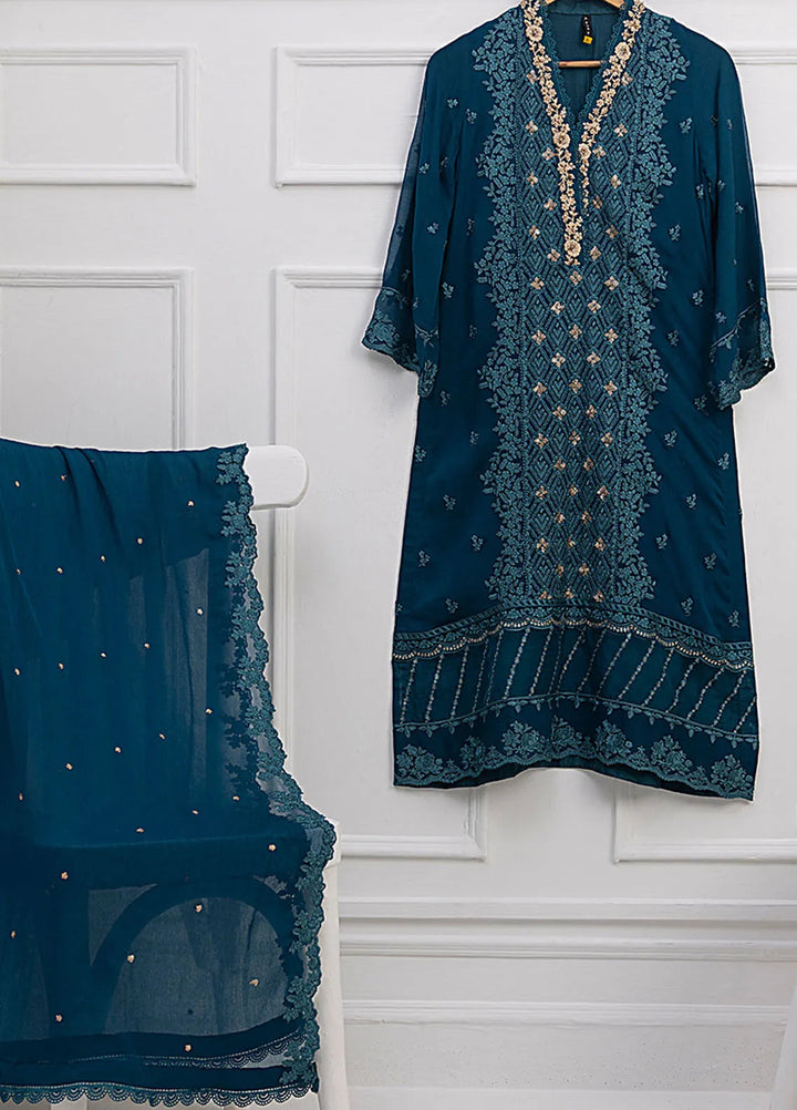 Azure Pret Embroidered Chiffon 3 Piece Suit Aquatic Dream