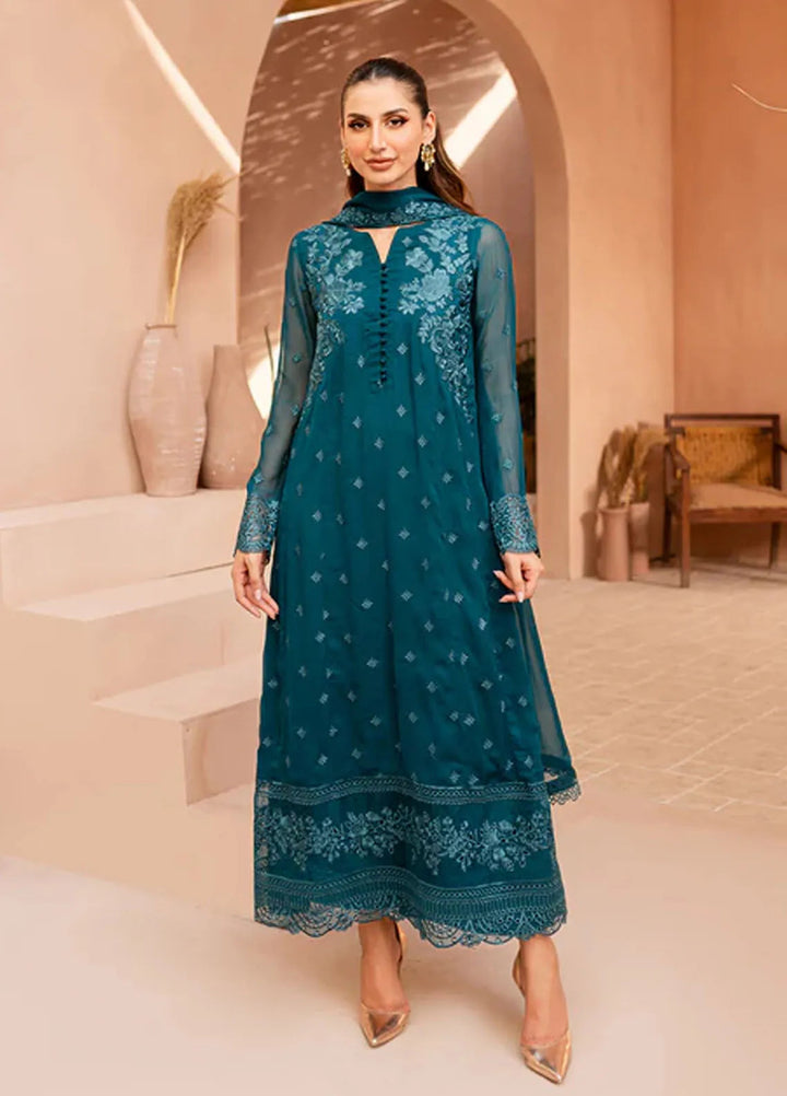Azure Pret Embroidered Chiffon 3 Piece Suit Caribbean Charm