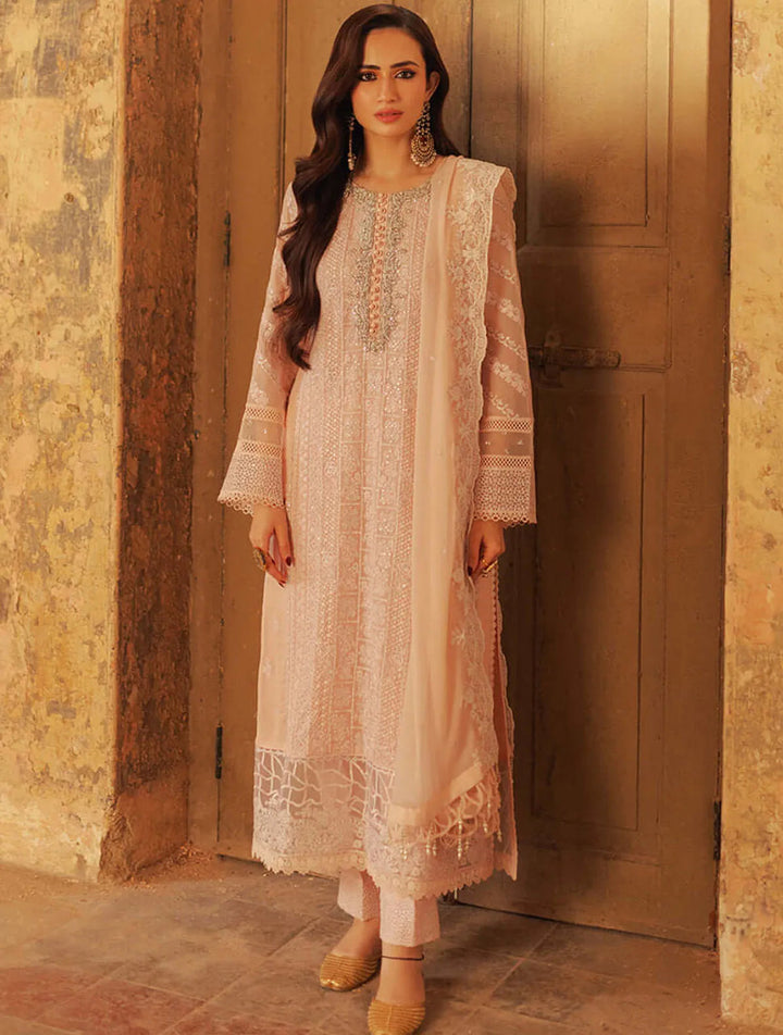 Azure Pret Embroidered Chiffon 3 Piece Suit Coral Haze