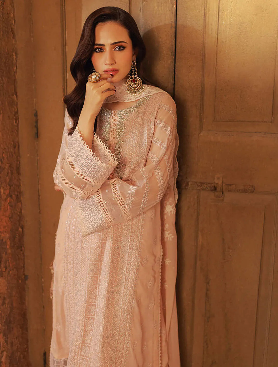Azure Pret Embroidered Chiffon 3 Piece Suit Coral Haze