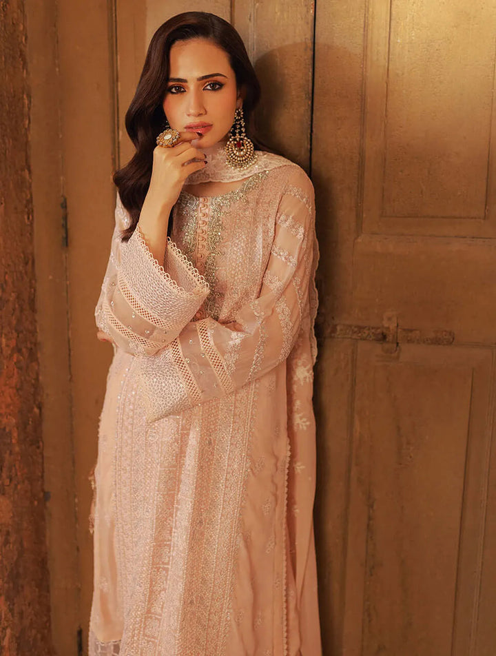 Azure Pret Embroidered Chiffon 3 Piece Suit Coral Haze