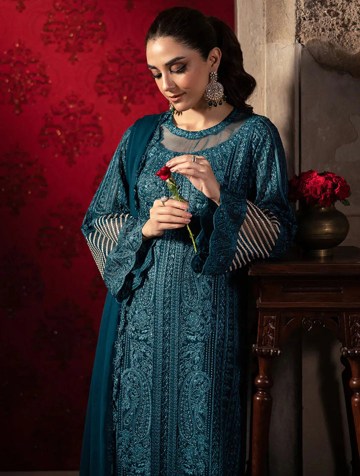 Azure Pret Embroidered Chiffon 3 Piece Suit Emerald Grace