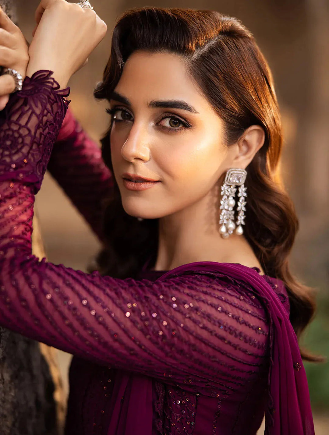 Azure Pret Embroidered Chiffon 3 Piece Suit Garnet Majesty