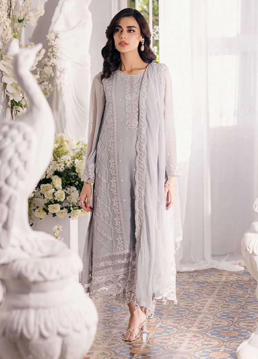 Azure Pret Embroidered Chiffon 3 Piece Suit Moon Storm