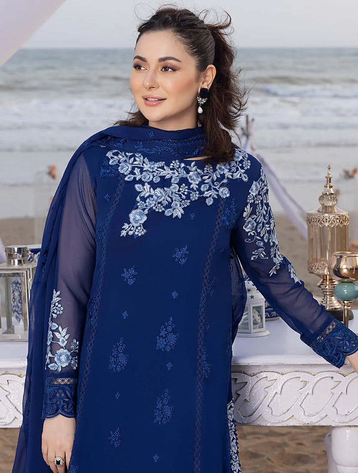 Azure Pret Embroidered Chiffon 3 Piece Suit Sapphire Sun