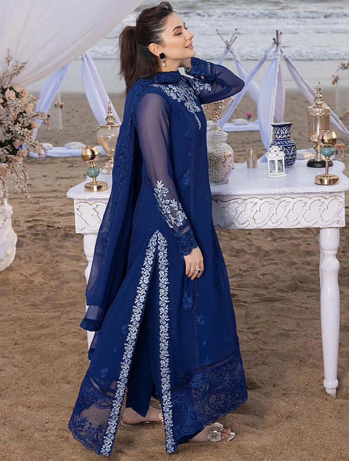 Azure Pret Embroidered Chiffon 3 Piece Suit Sapphire Sun