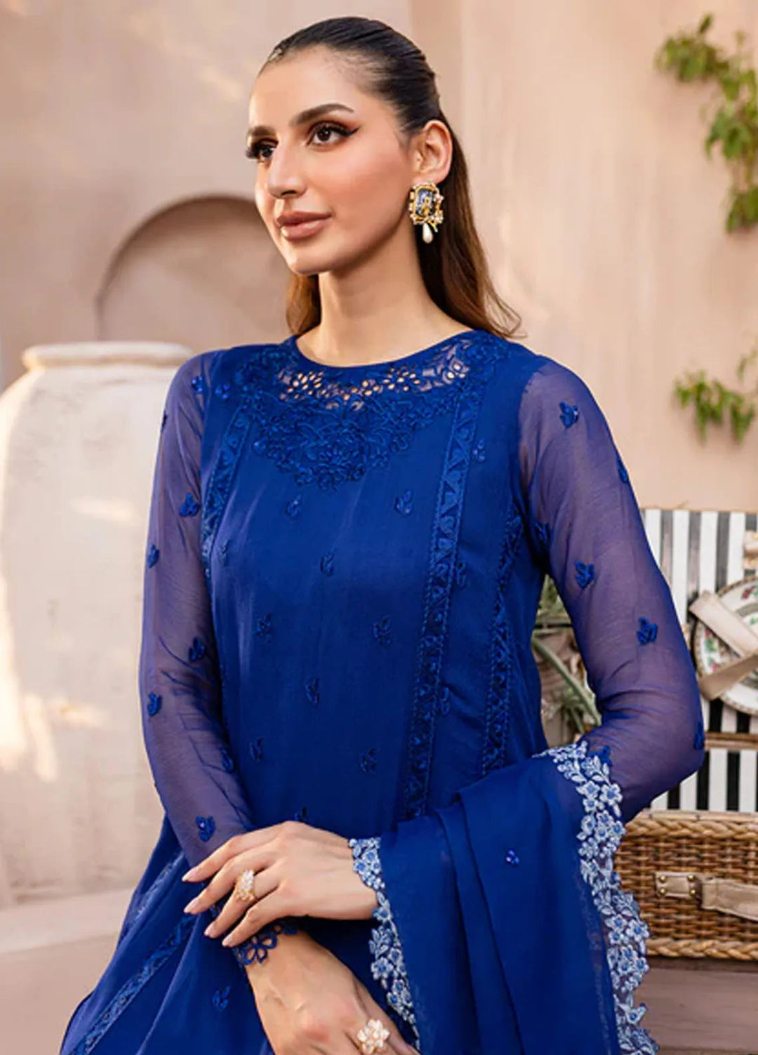 Azure Pret Embroidered Chiffon 3 Piece Suit Sapphire Symphony