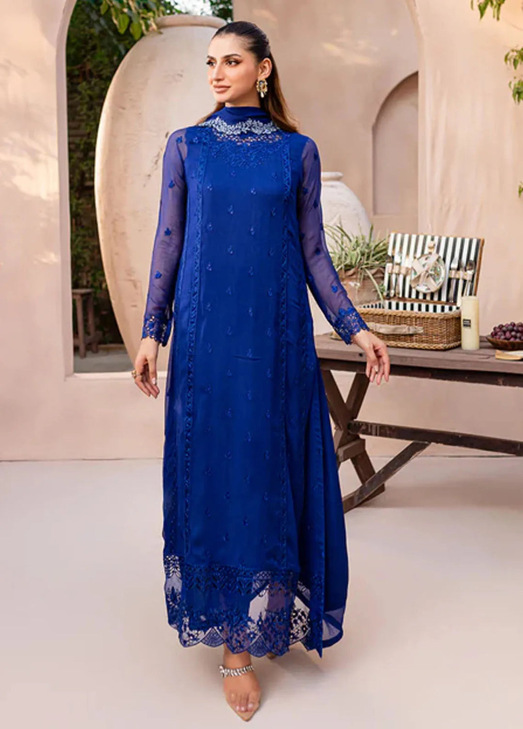 Azure Pret Embroidered Chiffon 3 Piece Suit Sapphire Symphony