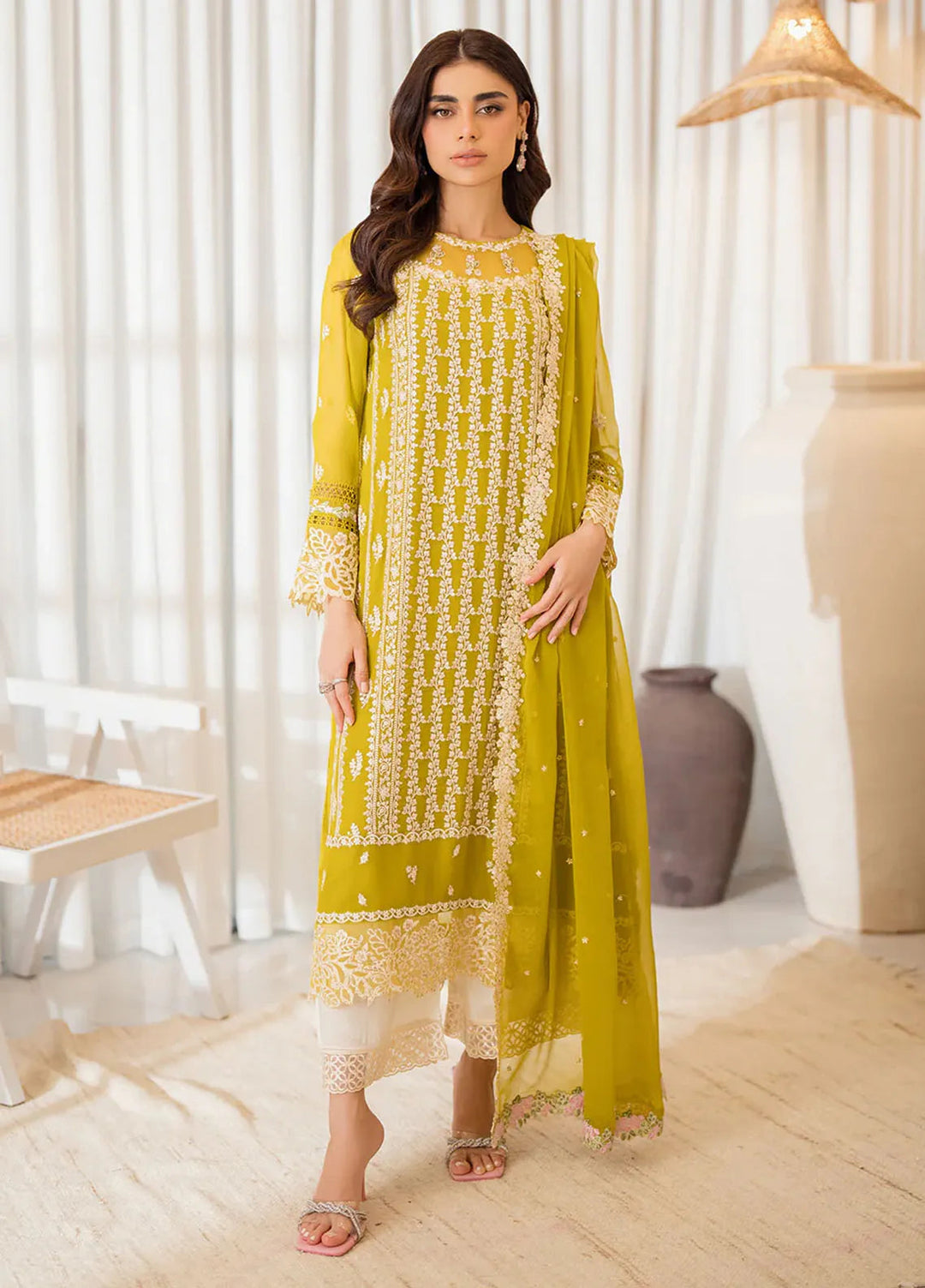 Azure Pret Embroidered Chiffon 4 Piece Suit Amber Glow