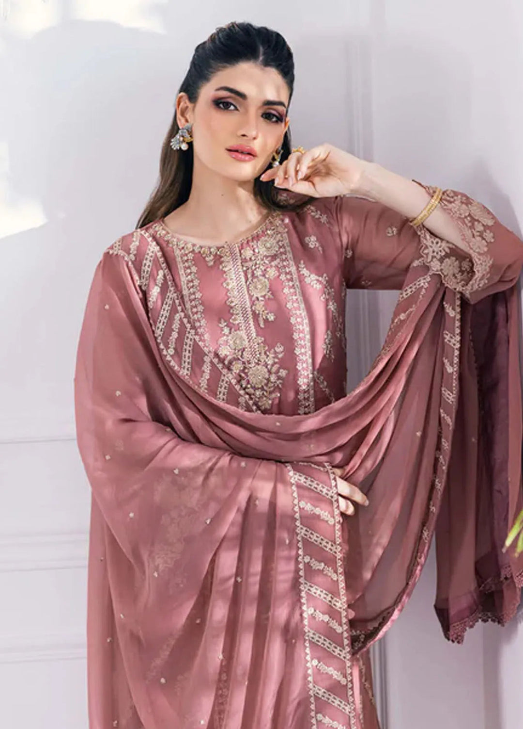 Azure Pret Embroidered Chiffon 4 Piece Suit Candy Blush