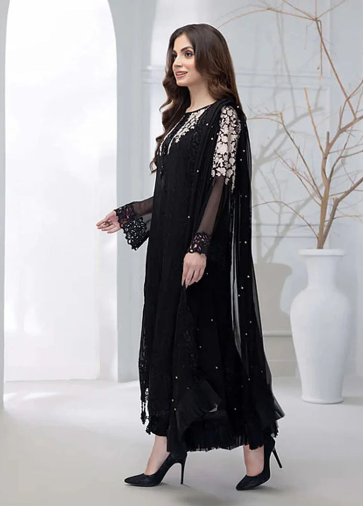 Azure Pret Embroidered Chiffon 4 Piece Suit Coal Haze