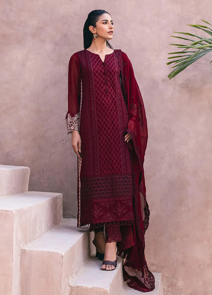 Azure Pret Embroidered Chiffon 4 Piece Suit Fire Lily
