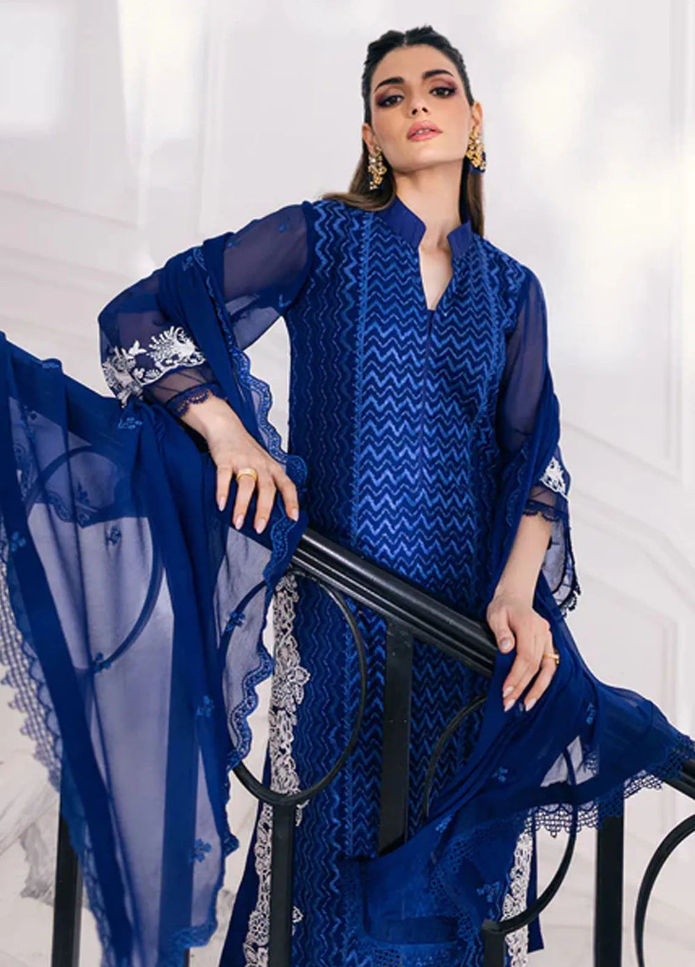Azure Pret Embroidered Chiffon 4 Piece Suit Mellow Breeze