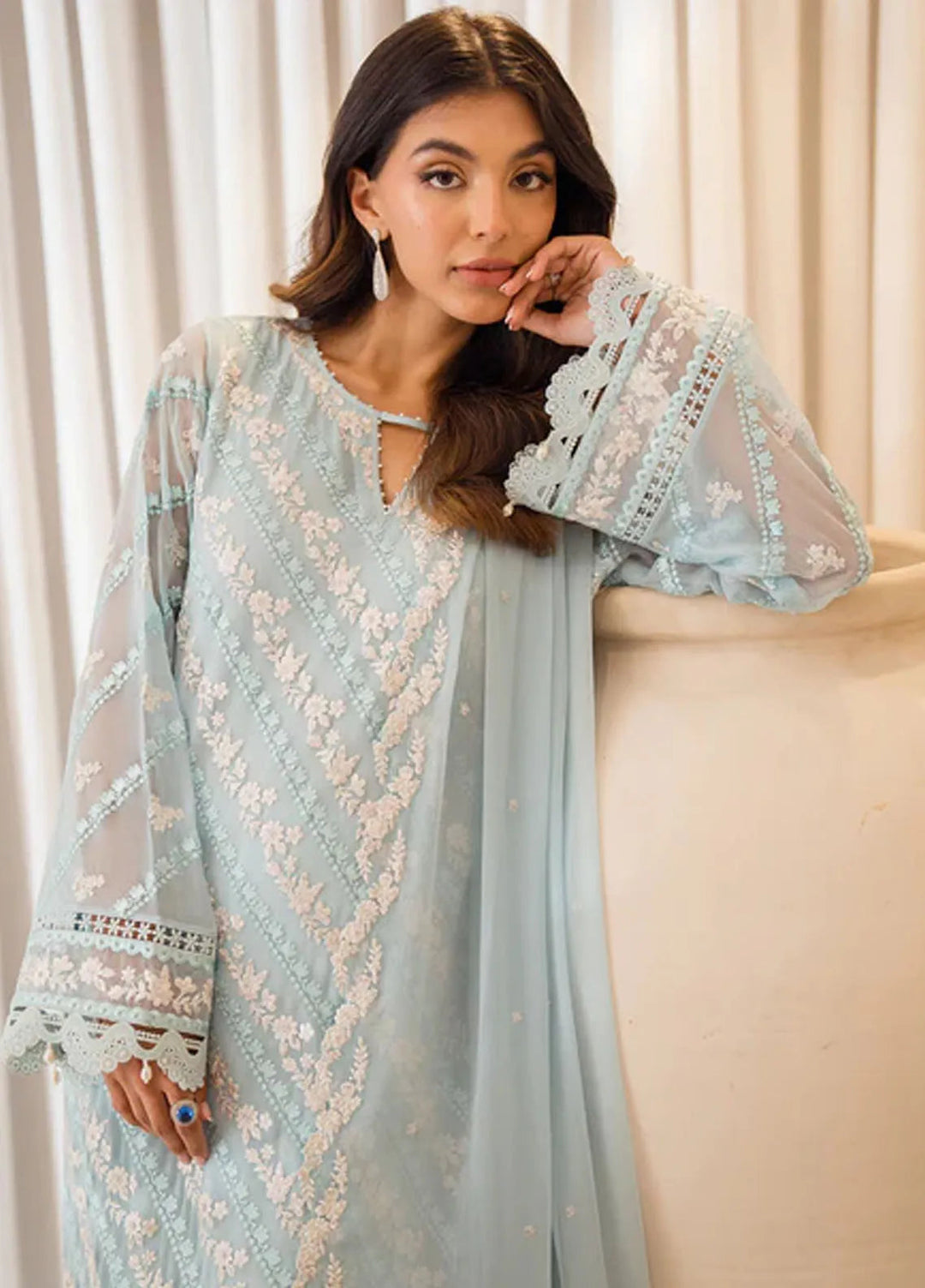 Azure Pret Embroidered Chiffon 4 Piece Suit Mint Glaze