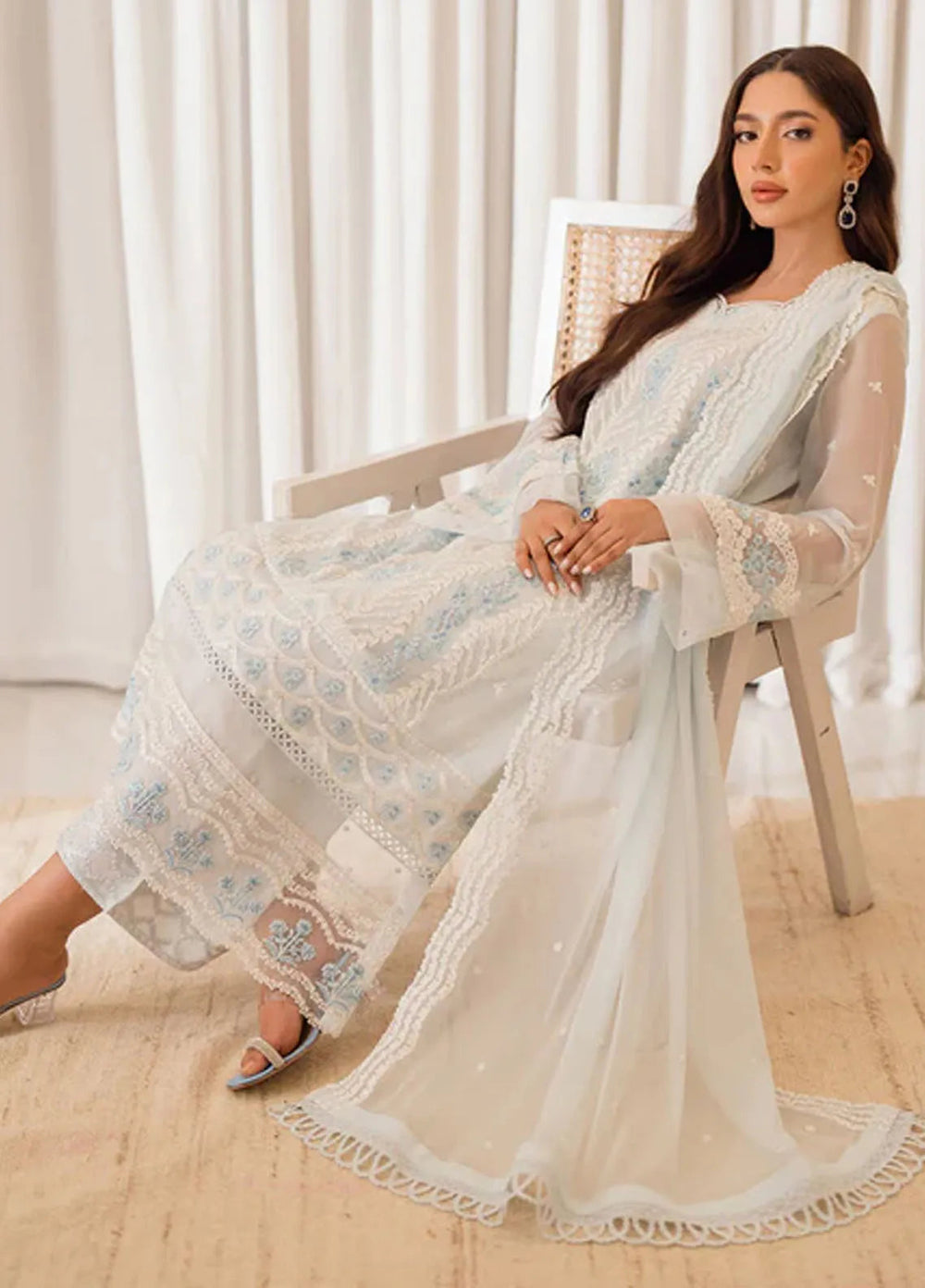 Azure Pret Embroidered Chiffon 4 Piece Suit Ocean Whisper