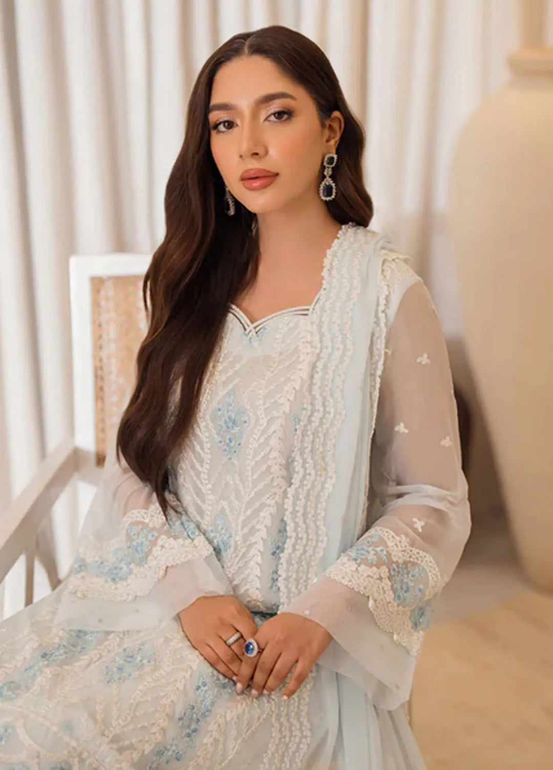 Azure Pret Embroidered Chiffon 4 Piece Suit Ocean Whisper