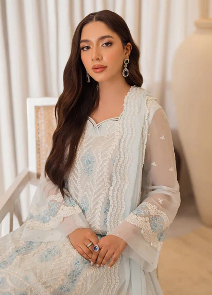 Azure Pret Embroidered Chiffon 4 Piece Suit Ocean Whisper