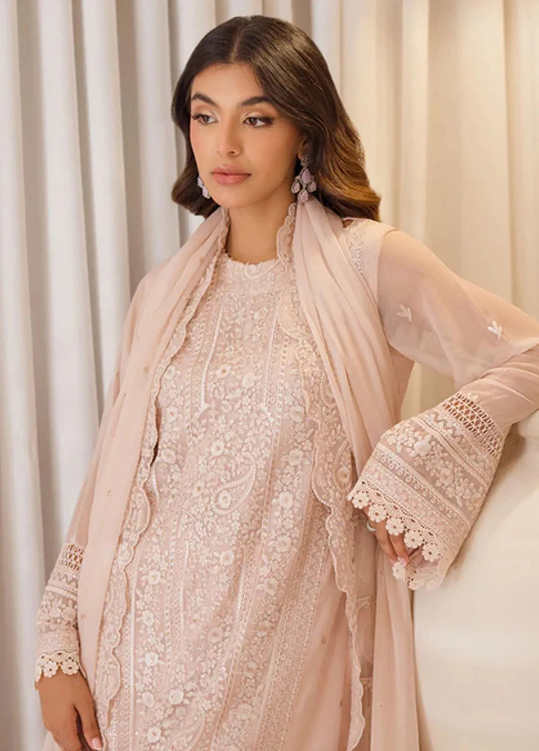 Azure Pret Embroidered Chiffon 4 Piece Suit Rosy Glow