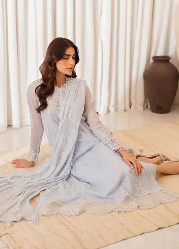 Azure Pret Embroidered Chiffon 4 Piece Suit Serenity Sky