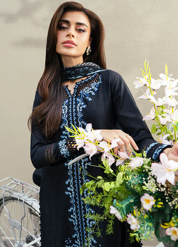 Azure Pret Embroidered Lawn 3 Piece Suit Black Amour