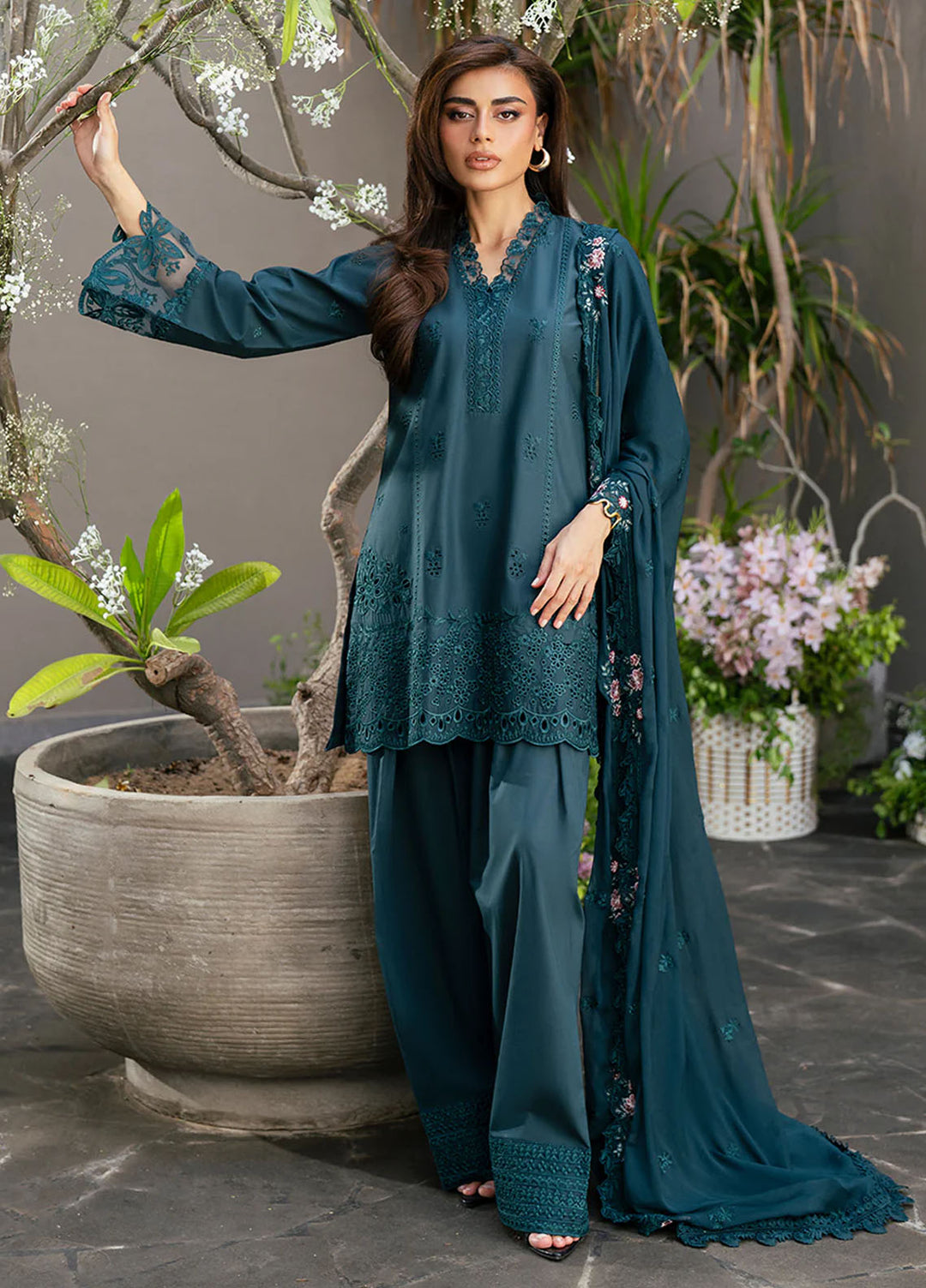 Azure Pret Embroidered Lawn 3 Piece Suit Enchanted Pine