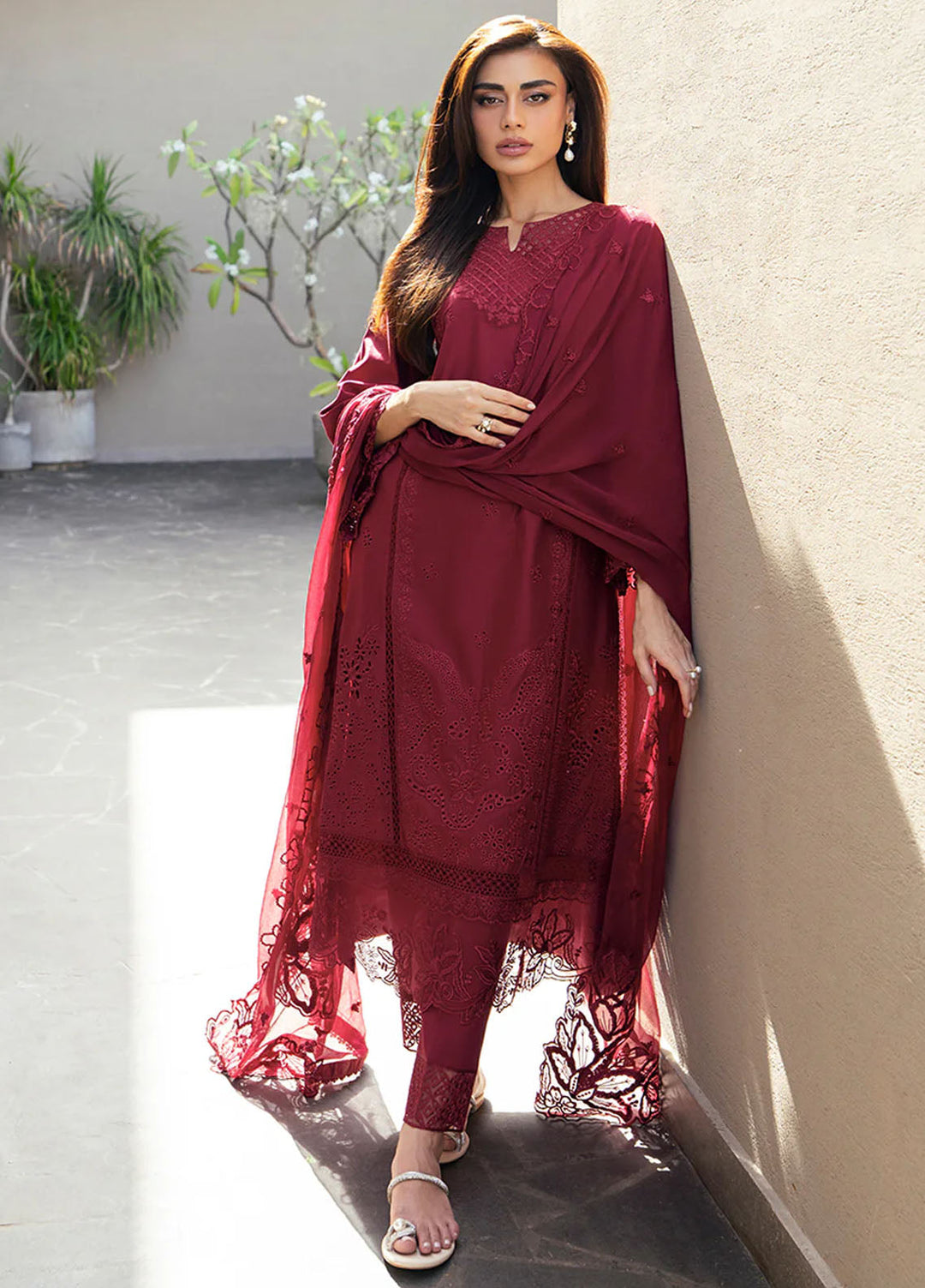 Azure Pret Embroidered Lawn 3 Piece Suit Rosso Royal