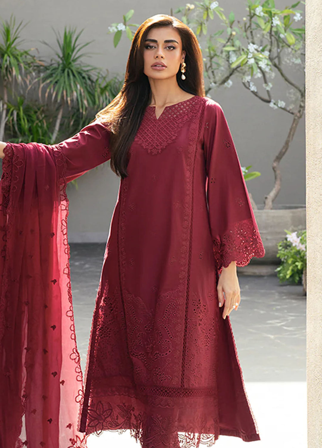 Azure Pret Embroidered Lawn 3 Piece Suit Rosso Royal