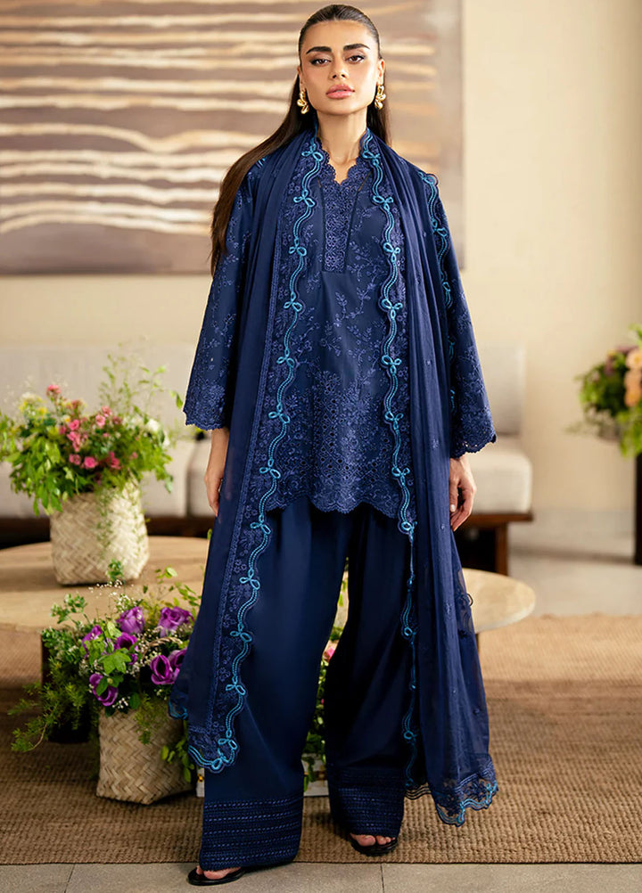 Azure Pret Embroidered Lawn 3 Piece Suit Sapphire Veil