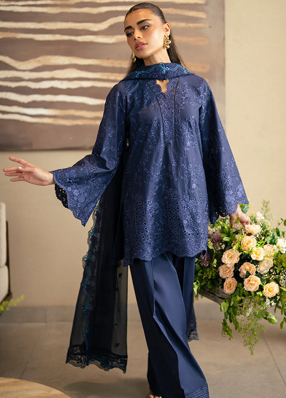 Azure Pret Embroidered Lawn 3 Piece Suit Sapphire Veil