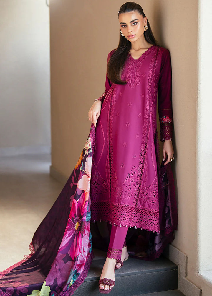 Azure Pret Embroidered Lawn 3 Piece Suit Wine Mirage