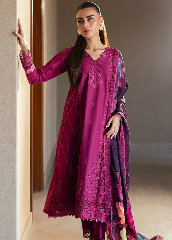 Azure Pret Embroidered Lawn 3 Piece Suit Wine Mirage