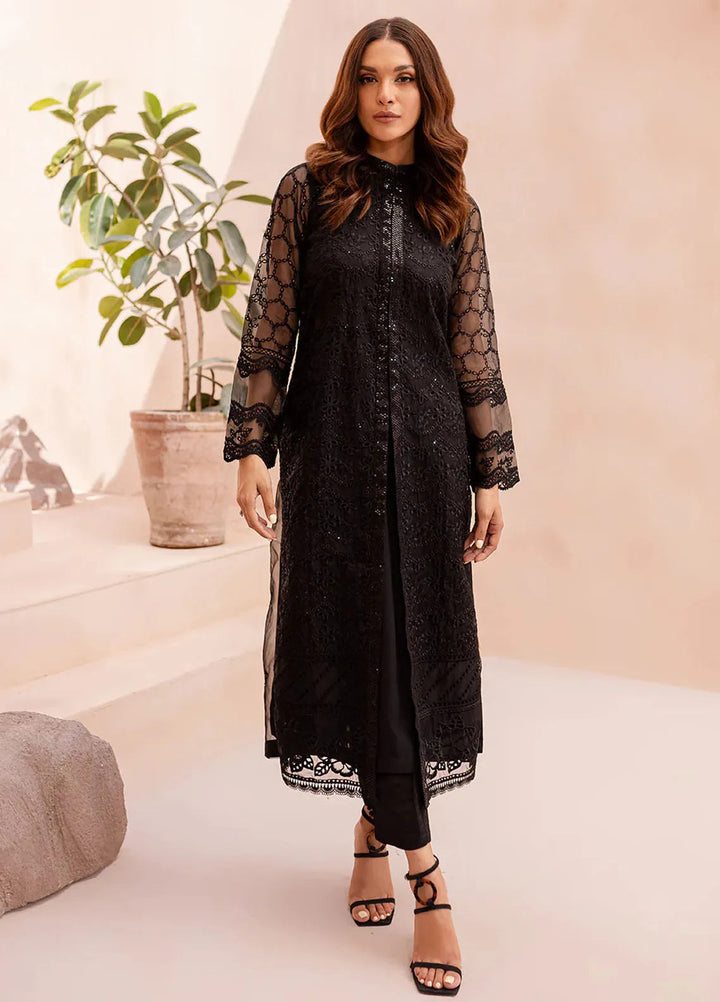 Azure Pret Embroidered Organza 2 Piece Suit Noir Nymph