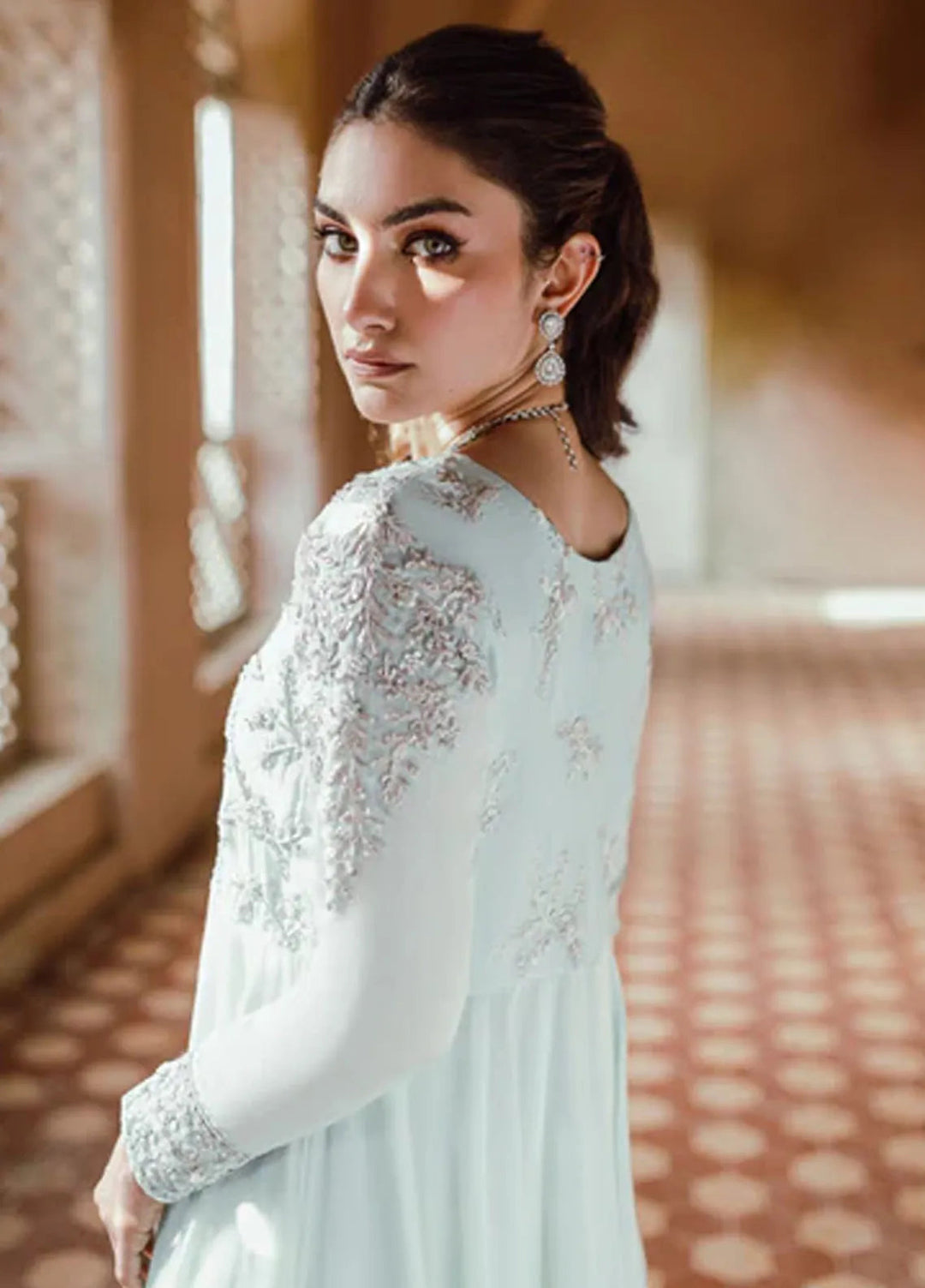 Azure Pret Embroidered Silk 3 Piece Suit Marine Majesty