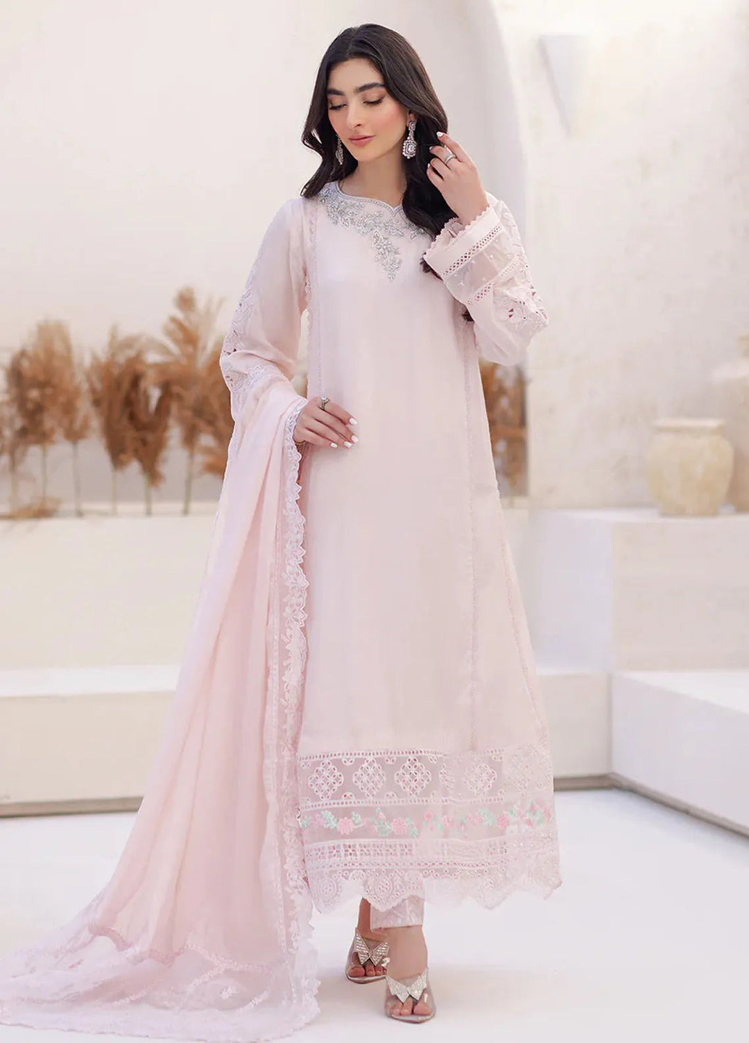 Azure Pret Embroidered Silk 3 Piece Suit Morganite Magic