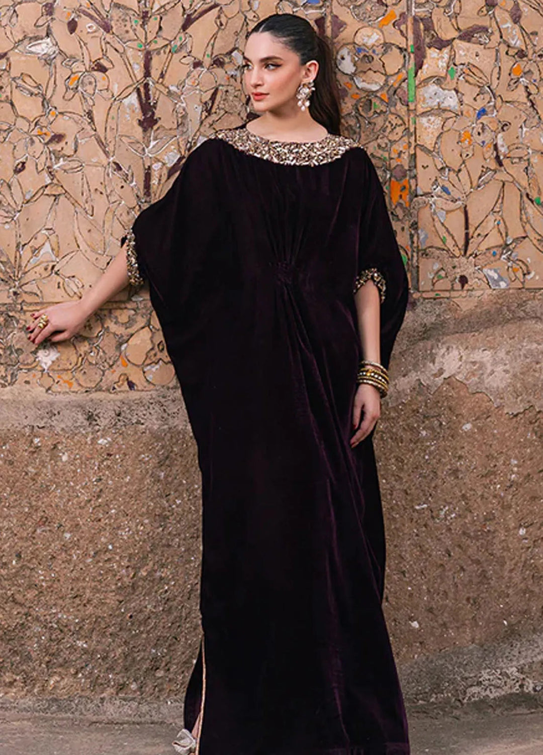 Azure Pret Embroidered Velvet 2 Piece Suit Opulent Rouge