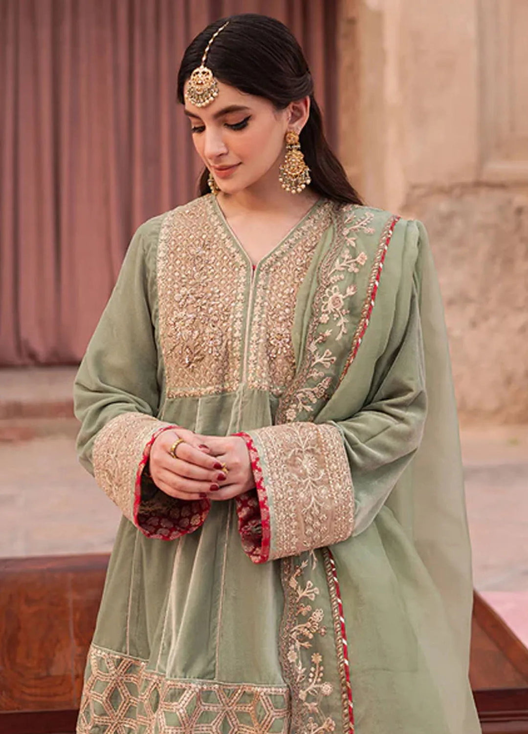Azure Pret Embroidered Velvet 3 Piece Suit Noble Jade